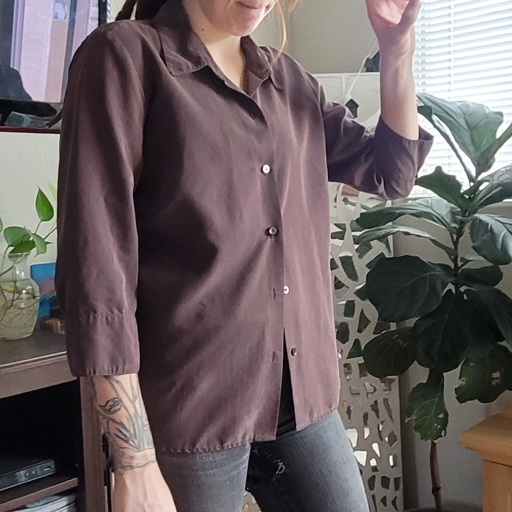 Velvet like button down